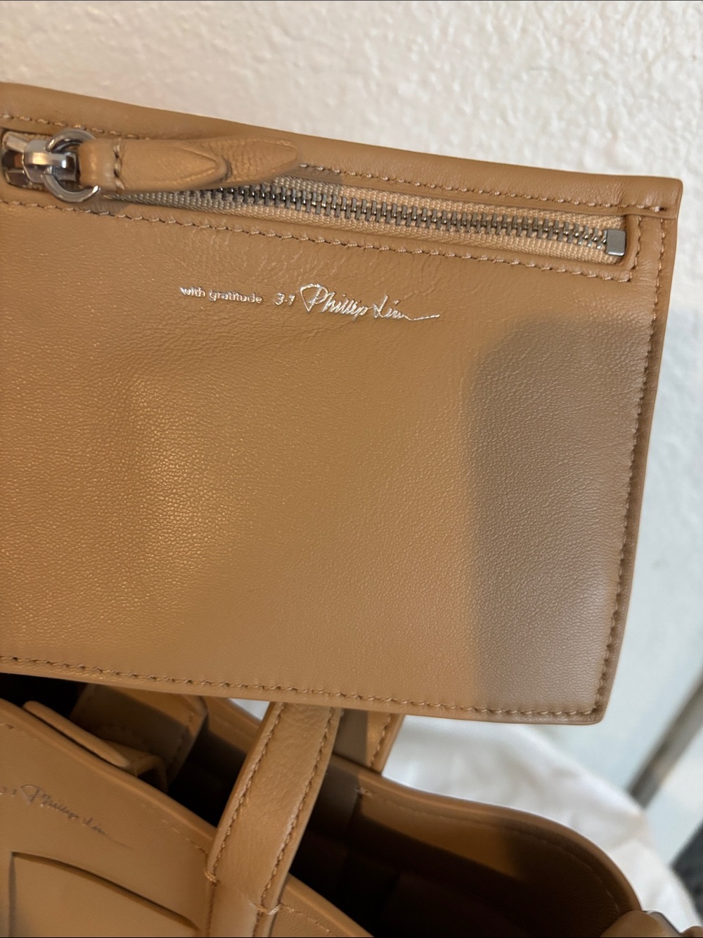 3.1 Phillip Lim Tan Woven Leather Bucket Crossbody - Picture 4 of 5